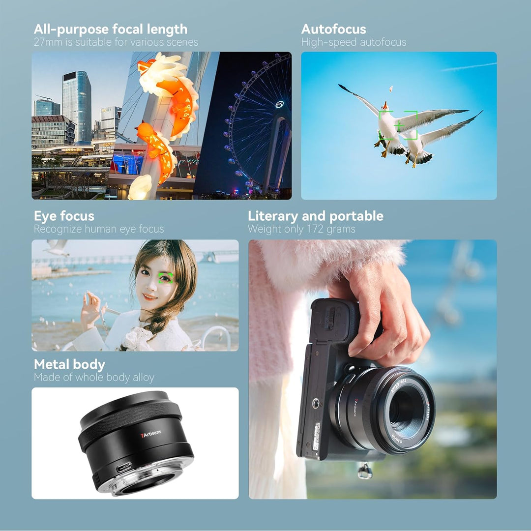 7artisans AF 27MM F2.8 Autofokus Objektiv, Weitwinkel APS-C Faszinierende Autofokus Kamera Objektiv