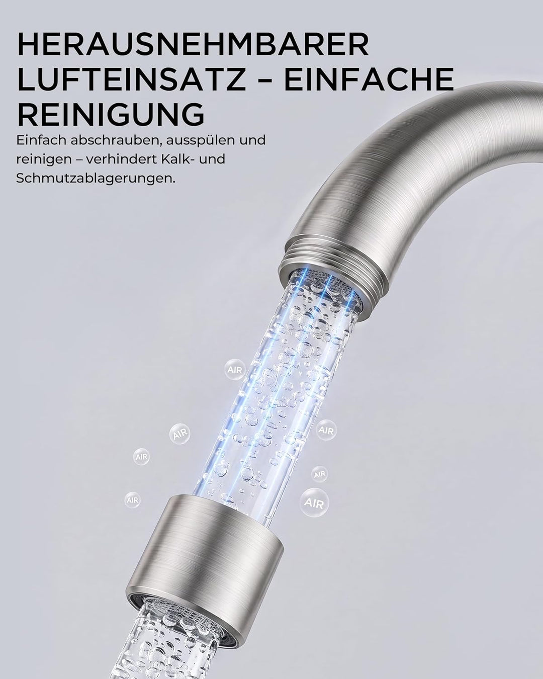 FORIOUS Küchenarmatur, Wasserhahn Küche Mischbatterie, 360° Schwenkbar, Heiss und Kaltwasserregelung