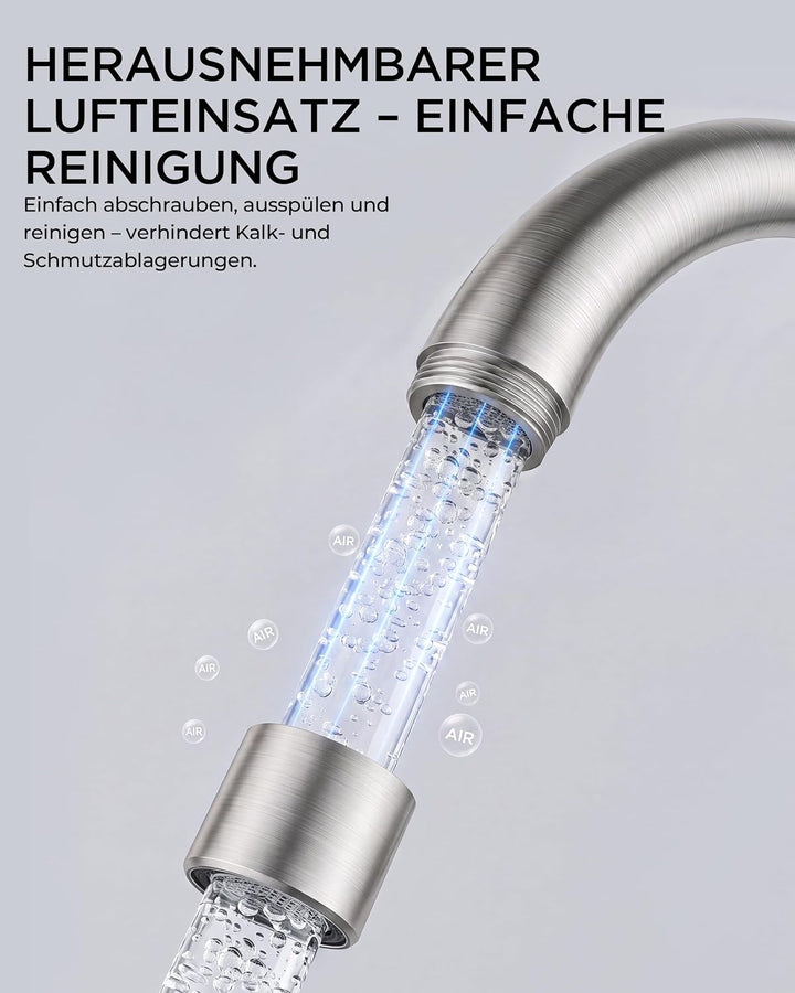 FORIOUS Küchenarmatur, Wasserhahn Küche Mischbatterie, 360° Schwenkbar, Heiss und Kaltwasserregelung