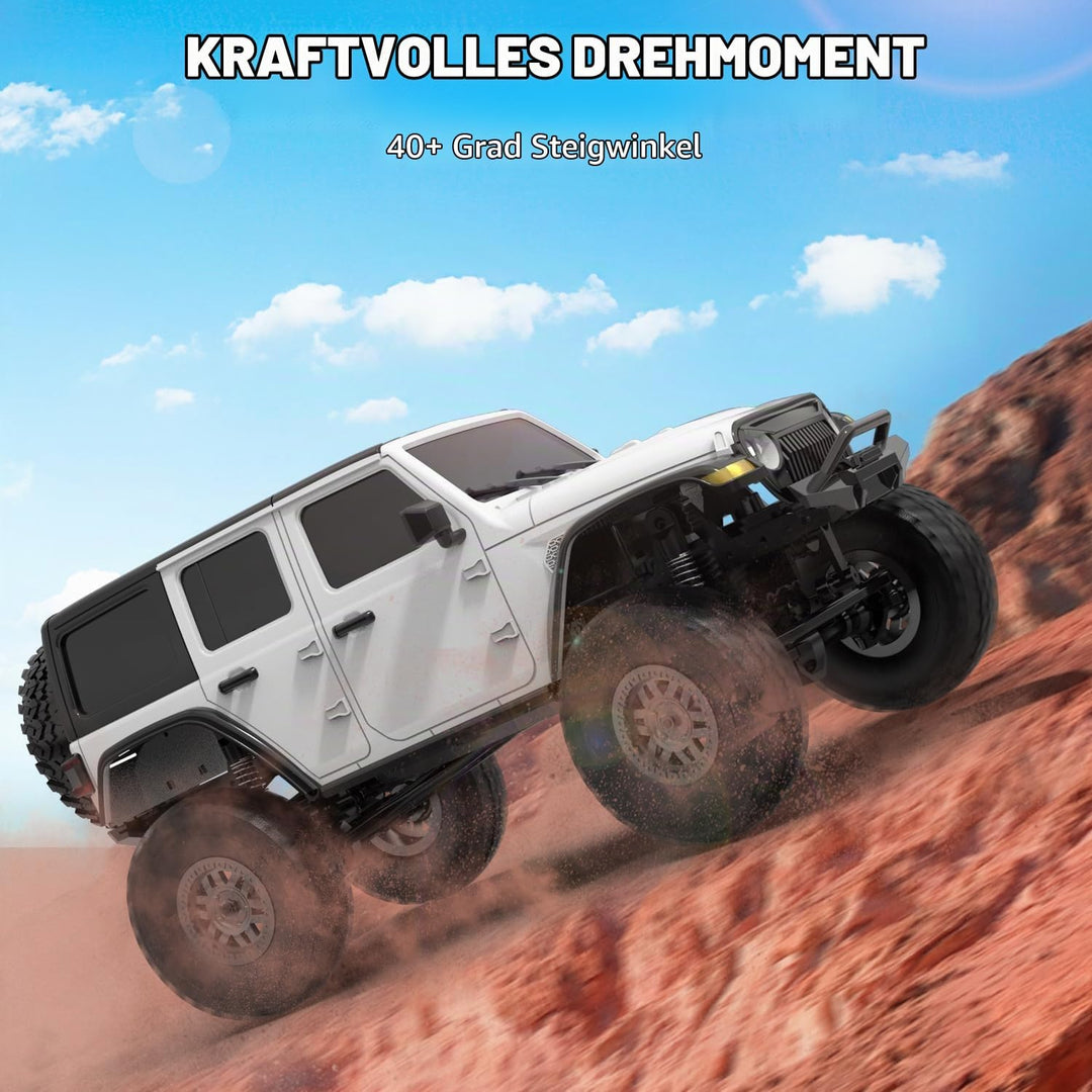 RACENT 1:24 4WD Off-Road RC Auto mit Metallkarosserie und hochwertigem Motor (Weiss), Weiss