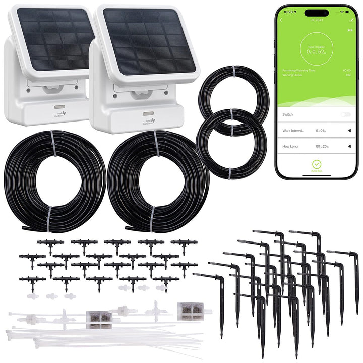 Royal Gardineer Wasserpumpe für Pflanzen: 2er-Set Smartes WLAN-Solar-Bewässerungssystem, Pumpe, 30 l
