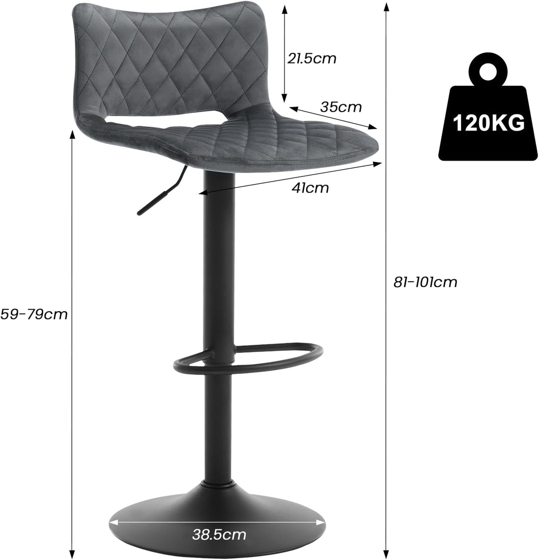 WOLTU 2er Set Barhocker, Barstühle höhenverstellbar, Küchenhocker drehbar, mit Rückenlehne Fussstütz