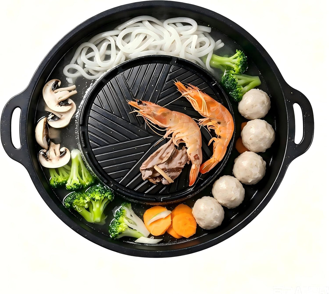 Doppelgriff-Grillpfanne im koreanischen Stil mit Antihaftbeschichtung aus Maifan-Stein, perfekt für