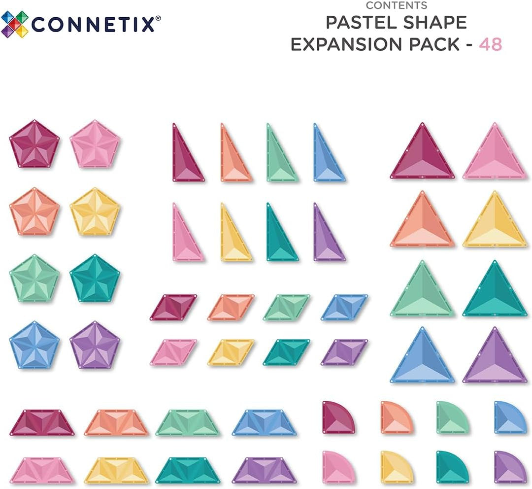 Connetix Erweiterungspaket Pastellform, 48 Stück, Mehrfarbig