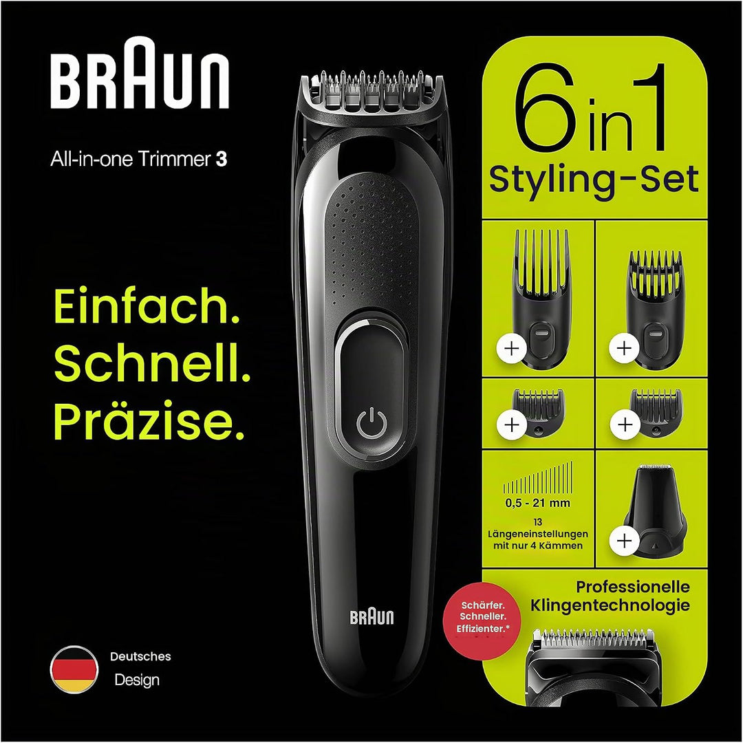 Braun 6-in-1 Bartschneider, mit Haar- und Nasentrimmer, für Bart-, Gesichts- und Haarschneidemaschin