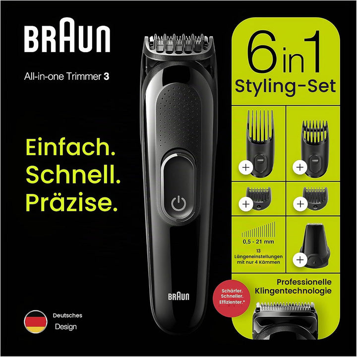 Braun 6-in-1 Bartschneider, mit Haar- und Nasentrimmer, für Bart-, Gesichts- und Haarschneidemaschin