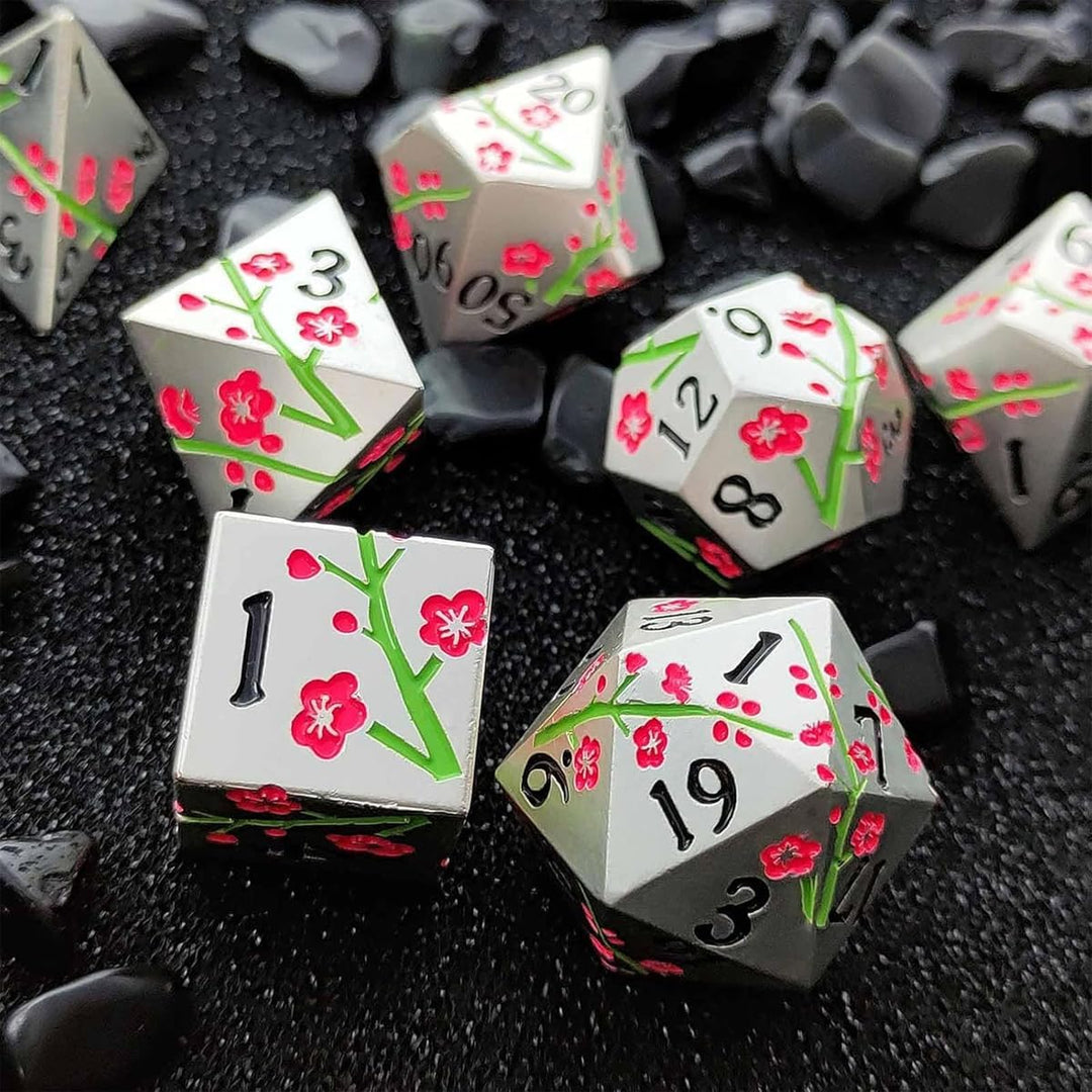 7 Stücke Würfel Metall Blume Würfel Set Blume Geformt Metall Würfel Tabelle Spiel Würfel