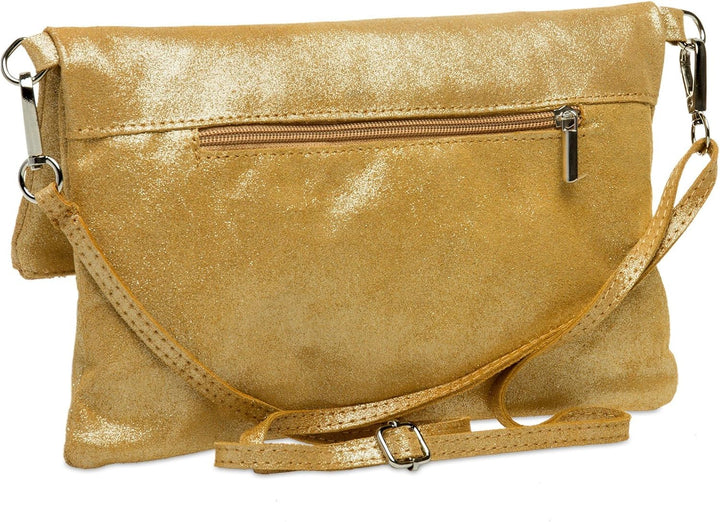Caspar TL718 Damen Wildleder Clutch mit Glitzer Effekt Einheitsgrösse Gold, Einheitsgrösse Gold