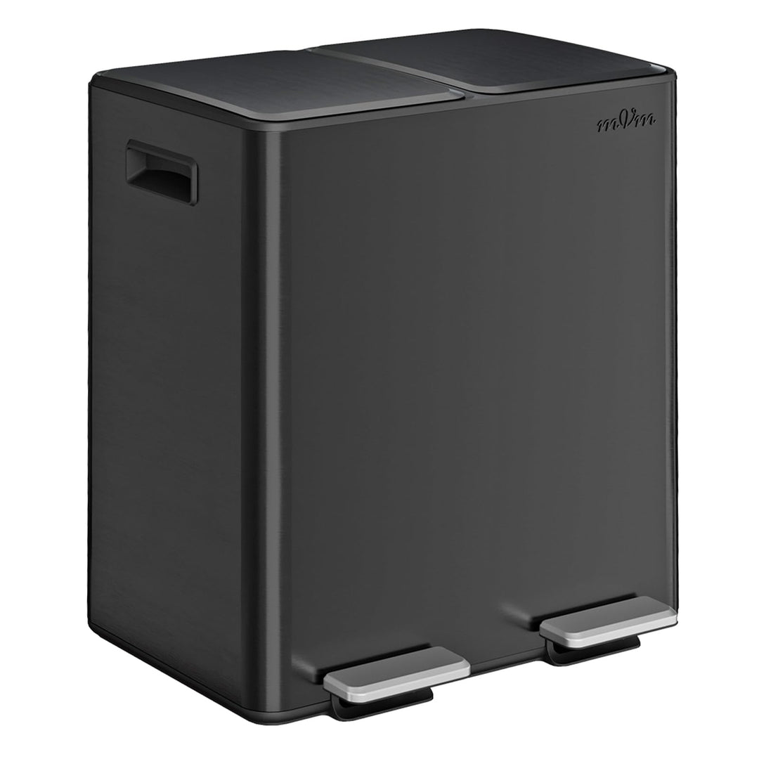 mVm Mülleimer Küche,40 Liter Treteimer,2 x 20 Liter Treteimer, 2 Fächer, Mülltrennsystem, Abfalleime