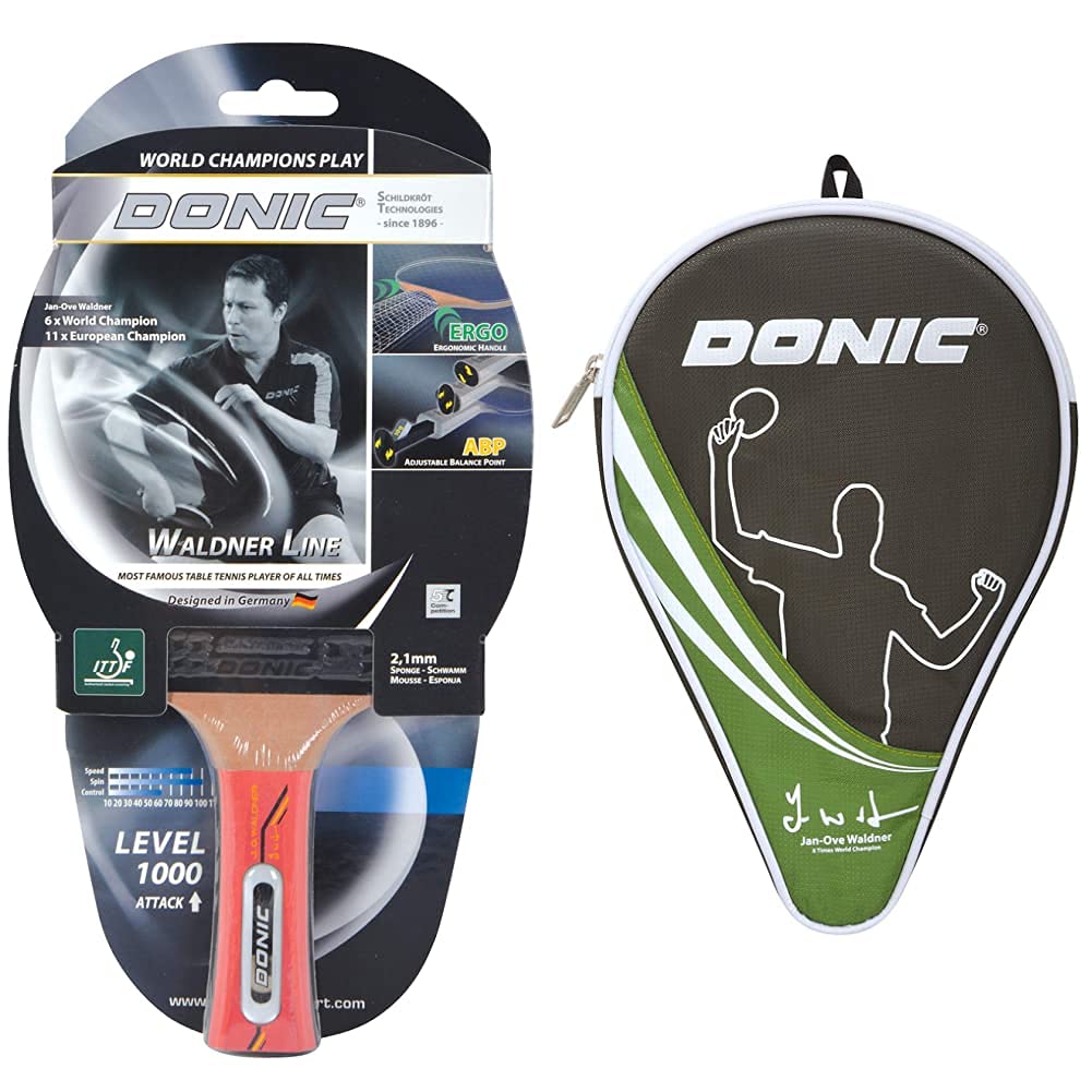 Donic-Schildkröt Tischtennisschläger Waldner 1000, ABP-Griff, 2,1 mm Schwamm, Easy Slick - ITTF Bela
