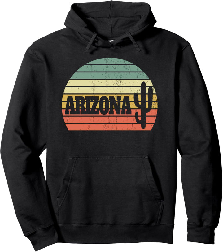 Arizona State Gift Souvenir | Arizona Retro Sunset Cactus Pullover Hoodie