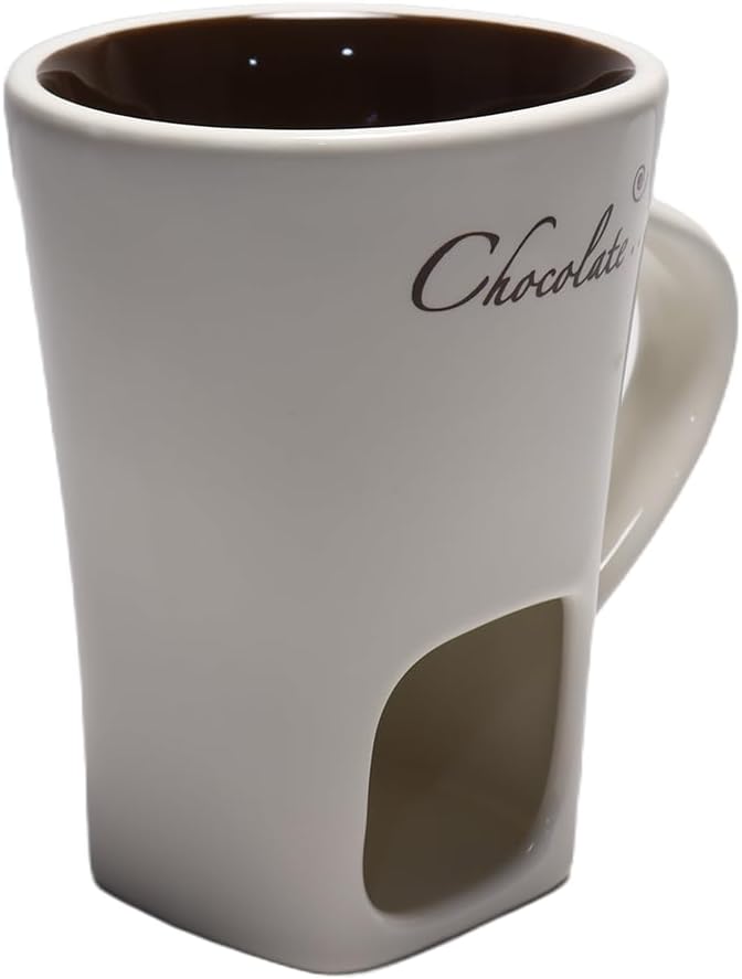 Schokoladenfondue-Becher-Set, 130 ml Keramik-Fondue-Becher, Hot Pot Melt Cup, mit Zinken, Schokolade