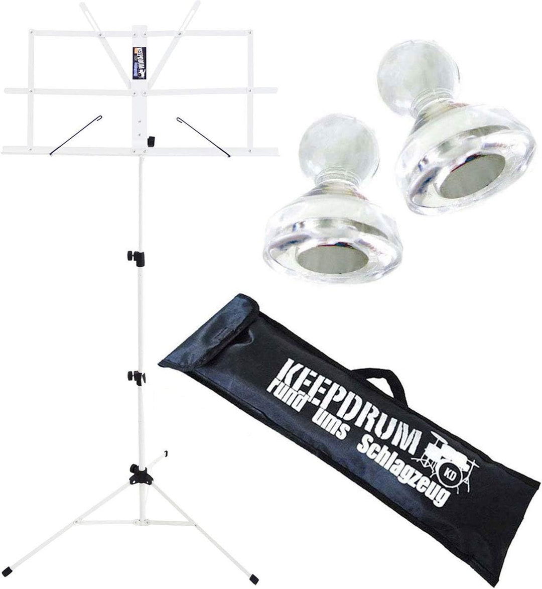 keepdrum MUS2WH Notenständer Weiss + Notenpult Magnete 10Stk + Tasche