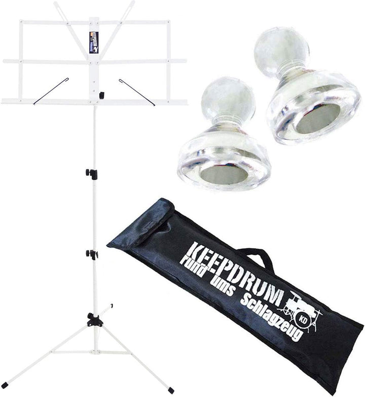 keepdrum MUS2WH Notenständer Weiss + Notenpult Magnete 10Stk + Tasche