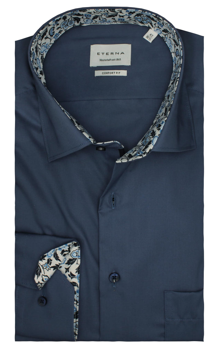 ETERNA Hemd Langarm | Comfort Fit | Bügelfrei, Knitterfrei | 100 % Baumwolle 41 Blau-(17), 41 Blau-(