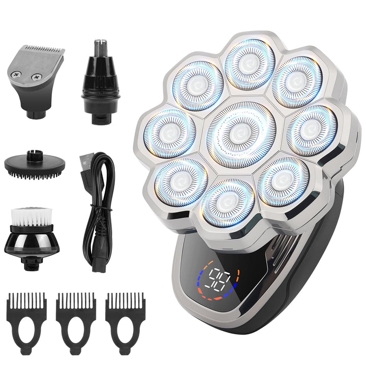 OFFCUP Glatzen Rasierer Herren IPX6 Wasserdicht Kopfrasierer Glatze mit 9D Scherköpfe Wiederaufladba