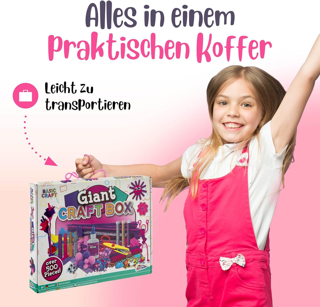 Grafix XL Lila Bastelset | Giant Craft Boxfür Kinder ab 4 Jahren | Über 500 DIY-Bastelmaterialien |