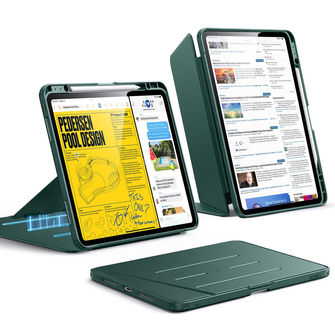 ESR für iPad Pro 13 Zoll Hülle (M5/M4) 2025/2024, Vertikaler Ständer, Multi-Winkel, Ultra-stabile Hü