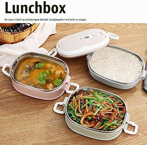 lyrlody Thermo-Lunchbox aus Edelstahl Bento-Box mit 1/2/3 Tragbarer Luftdichter Lunchbox mit Griff f