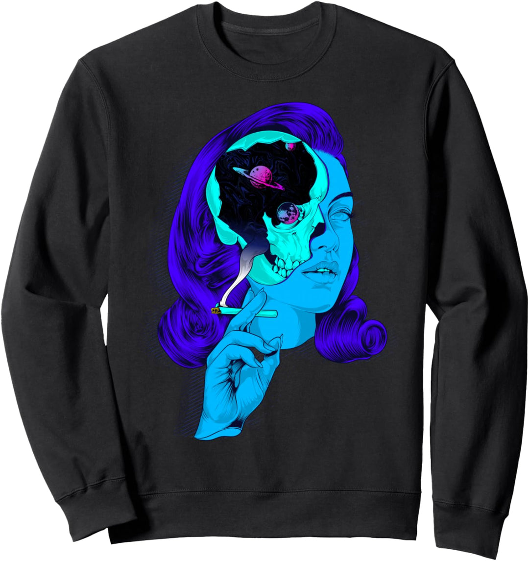 Galaxy Skull Girl - Sad Aesthetic Edgy Streetwear Sweatshirt