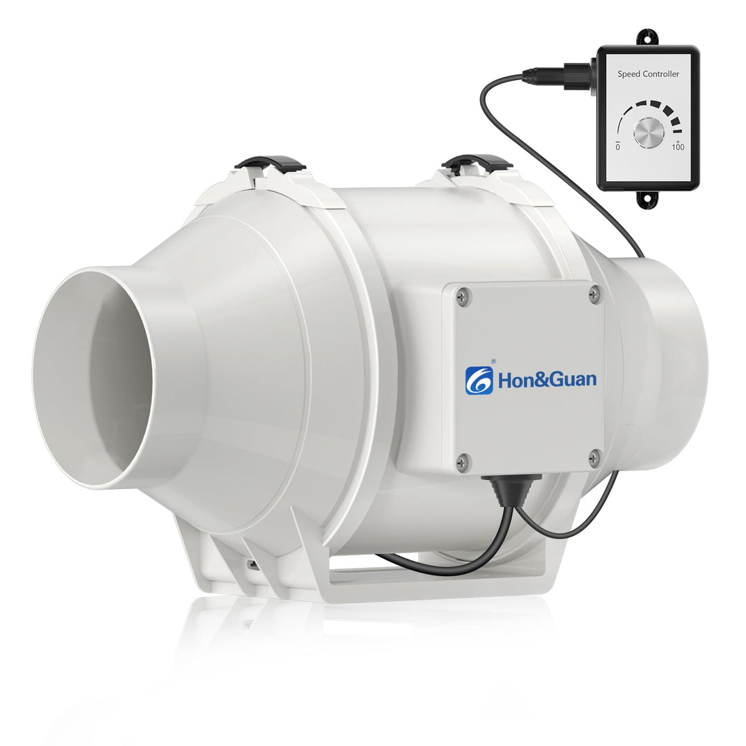 Hon&Guan Abluftventilator Rohrventilator 100mm mit Variabler Geschwindigkeitskontrolle, Abluftventil
