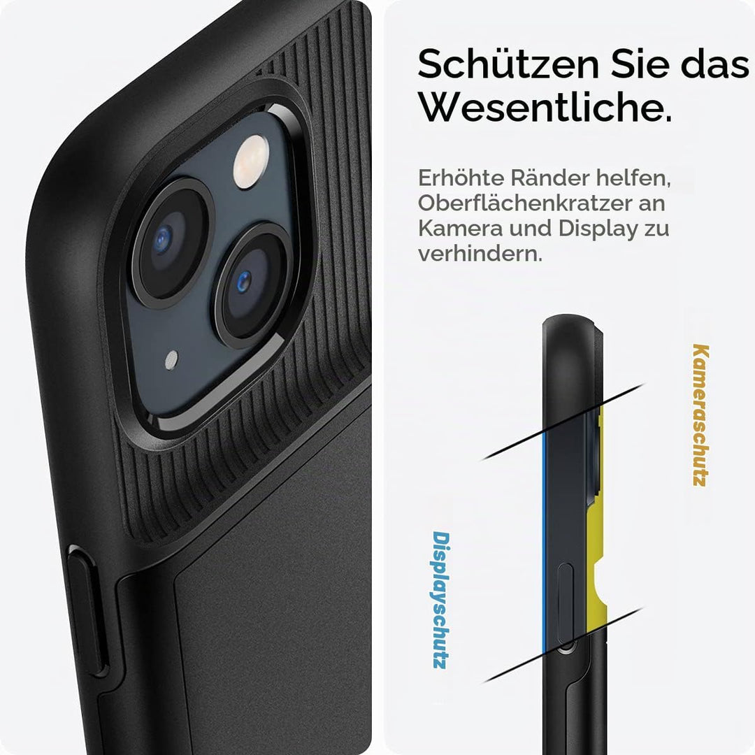 Spigen Slim Armor CS Hülle Kompatibel mit iPhone 13 Kartenfach -Schwarz, Schwarz