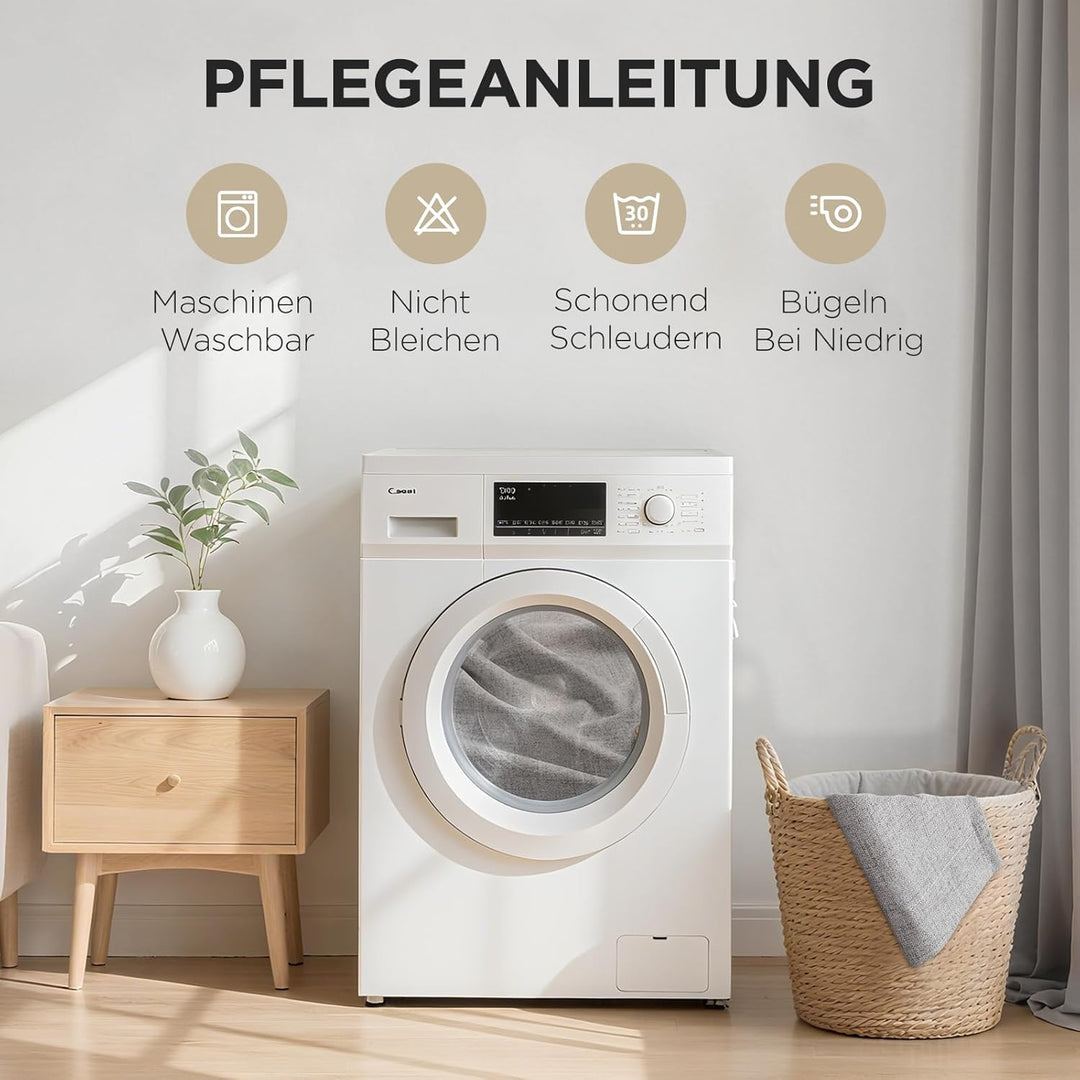 Joydeco 100% Blickdichte Vorhänge mit Ösen Gardinen Leinenoptik 2 Stück, Verdunkelungsvorhang Leinen
