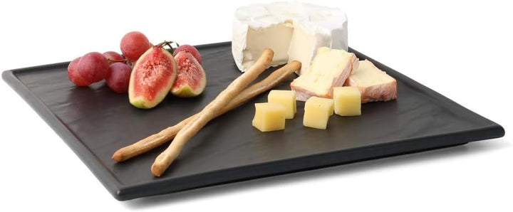 Holst Porzellan SDS 003 Porzellan Servierplatte Schieferdesign schwarz, Set 7-tlg. mit sechs Piekser