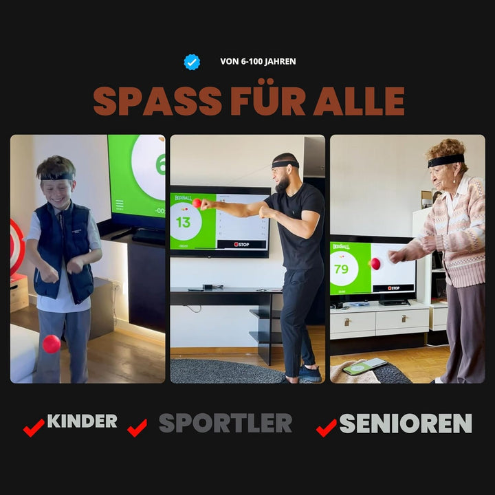 Boxbollen Original mit App, verwendet von Prominenten - MMA Gear Boxball - Boxreflexball mit verstel