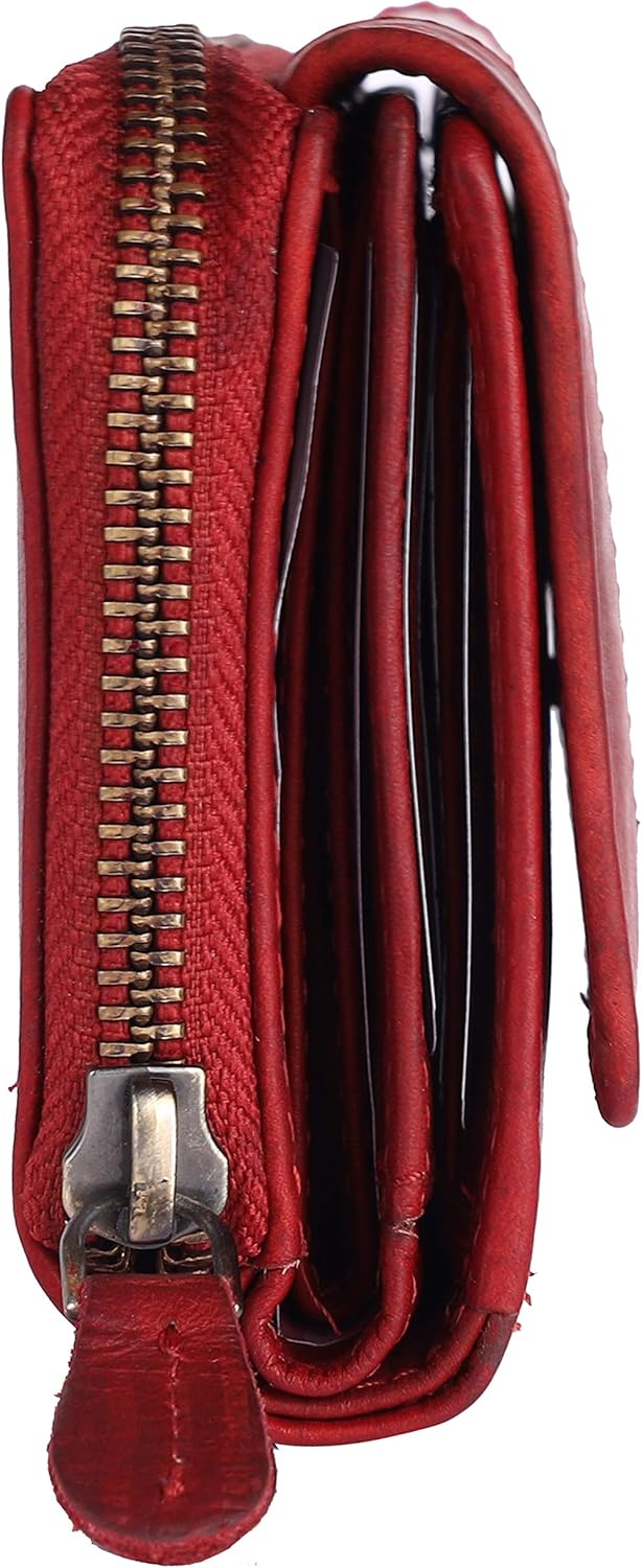 Chunkyrayan Echtleder Damen Geldbörse Hochwertig Vintage RFID Schutz inklusive Leder Schlüsselanhäng