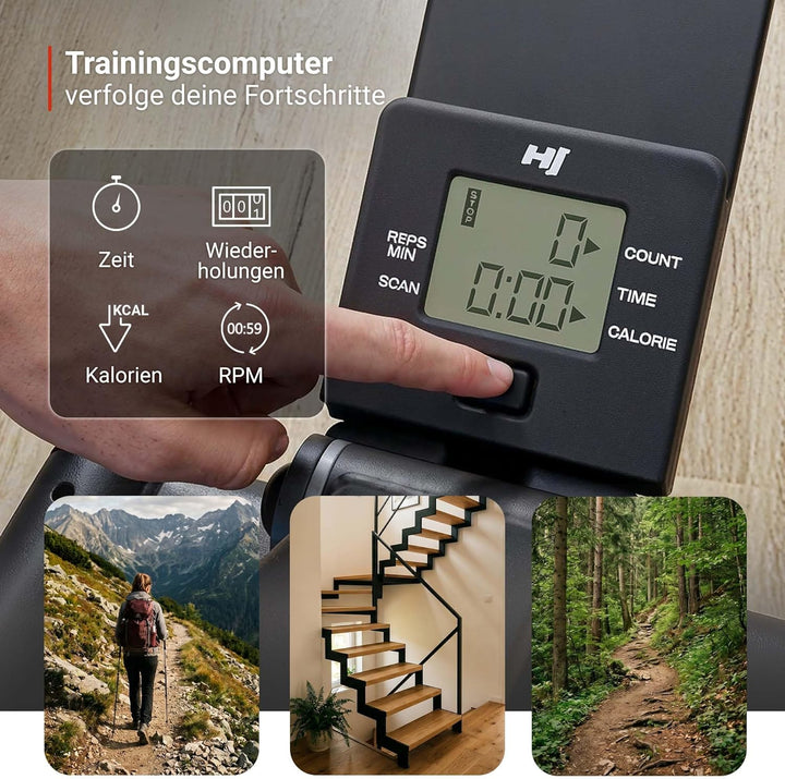 HOP Sport® Mini-Stepper für Zuhause 2 in 1 Up-Down Stepper HS-050B, Hometrainer für Zuhause mit LCD-