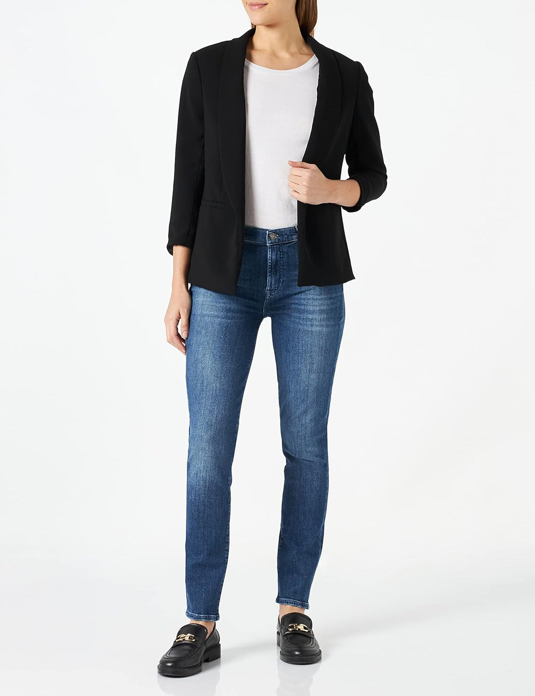 7 For All Mankind Damen Hw Skinny Slim Illusion Jeans 24 Mid Blue, 24 Mid Blue