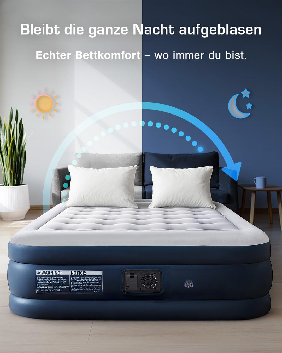 Active Era Premium Luftbett Doppel King Size - 203 x 152 x 48 cm - mit eingebauter elektrischer Pump