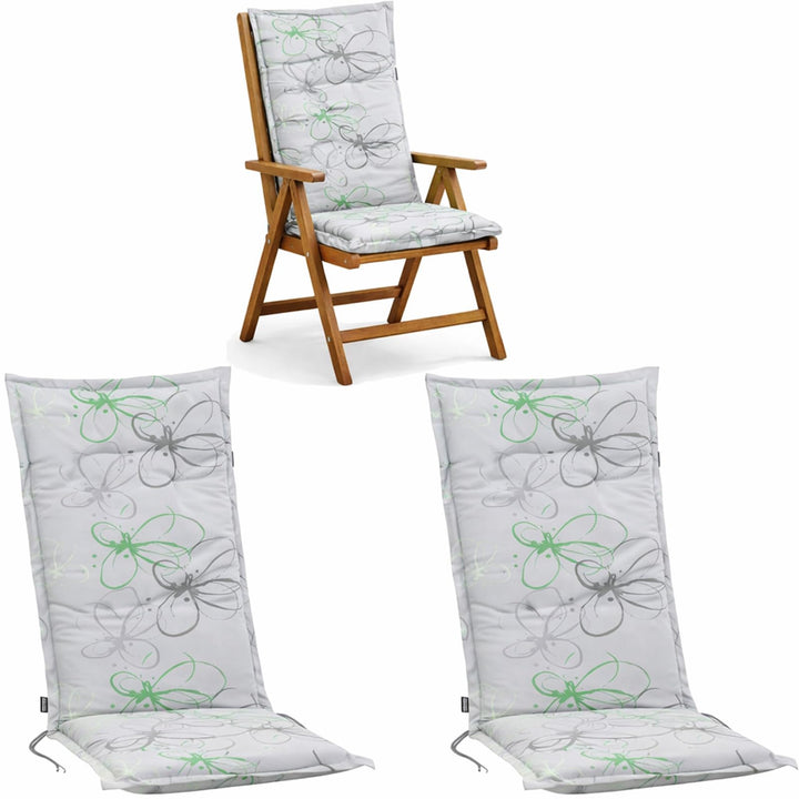 BURI 2X Auflagen Set Hochlehner für Gartenstühle 120x48x6cm Sesselauflagen Polster UV Lichtecht - Ga