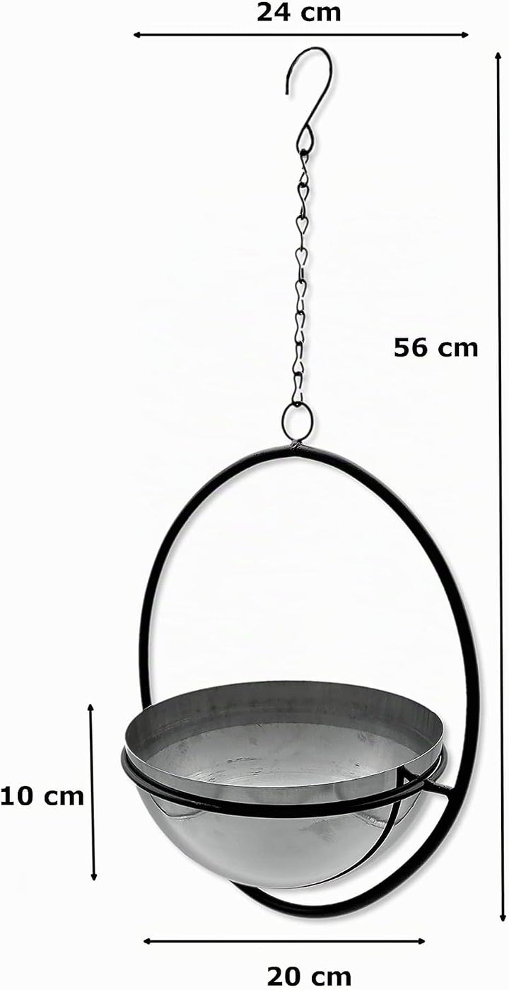 DARO DEKO Metall Blumen-Ampel mit Rahmen schwarz Silber 24 x 56cm Blumentopf hängend Hängeampel, 24