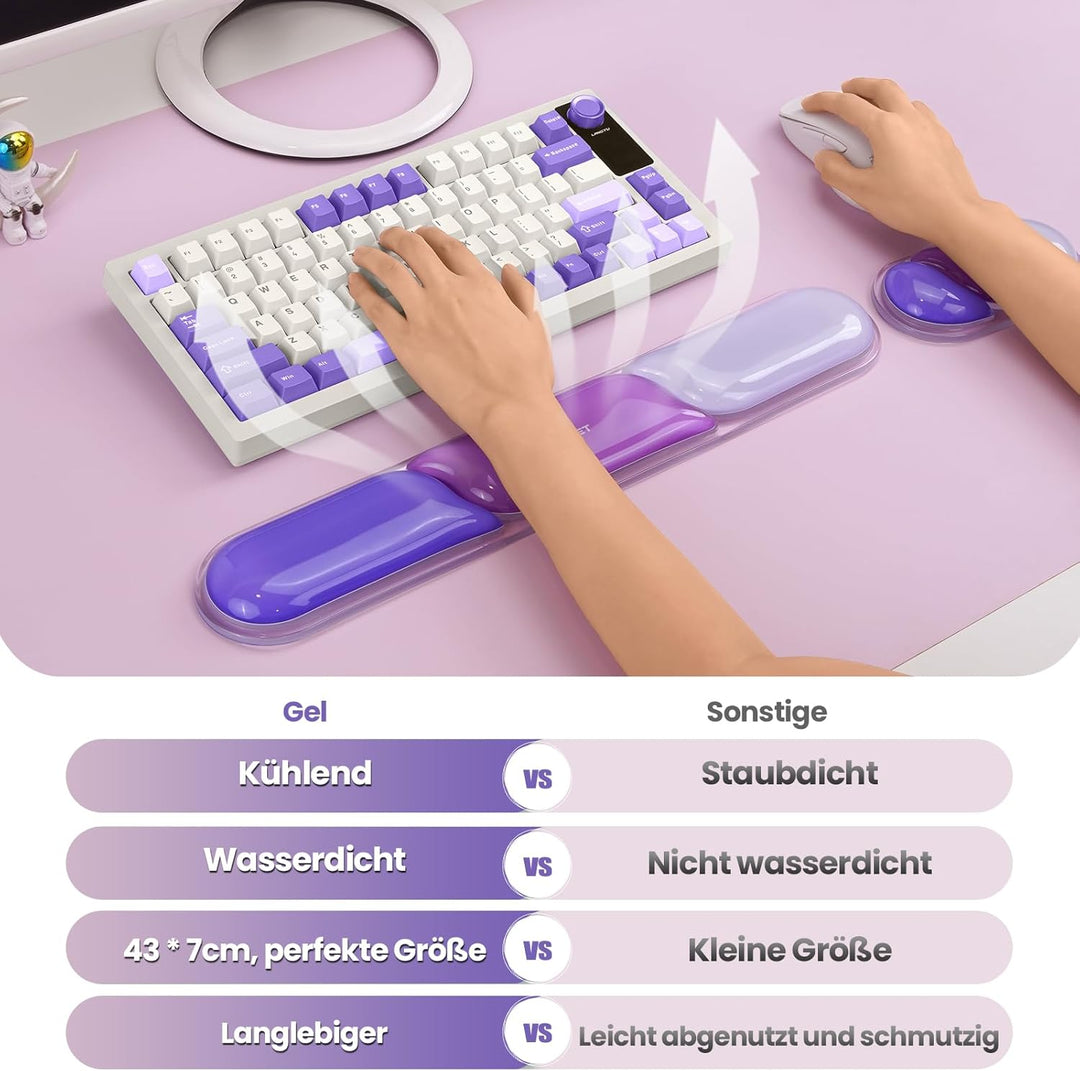 TECKNET Gel Handgelenkauflage für Tastatur und Maus, Ergonomische Handballenauflage zur Tippschmerzl
