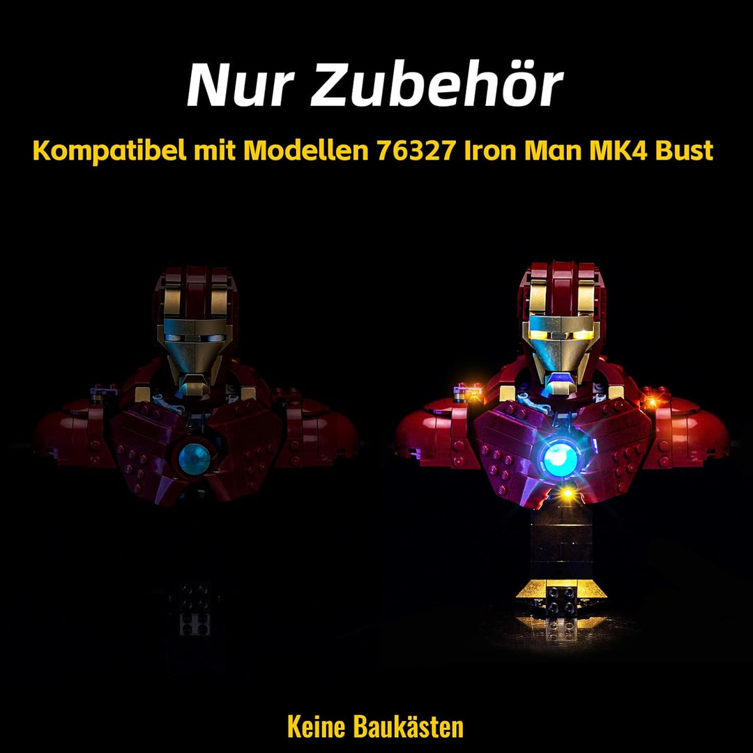 Version mit Lichtsteuerung Licht-Kit Kompatibel mit Lego 76327 Iron Man MK4 Bust (Nicht Lego), Led B