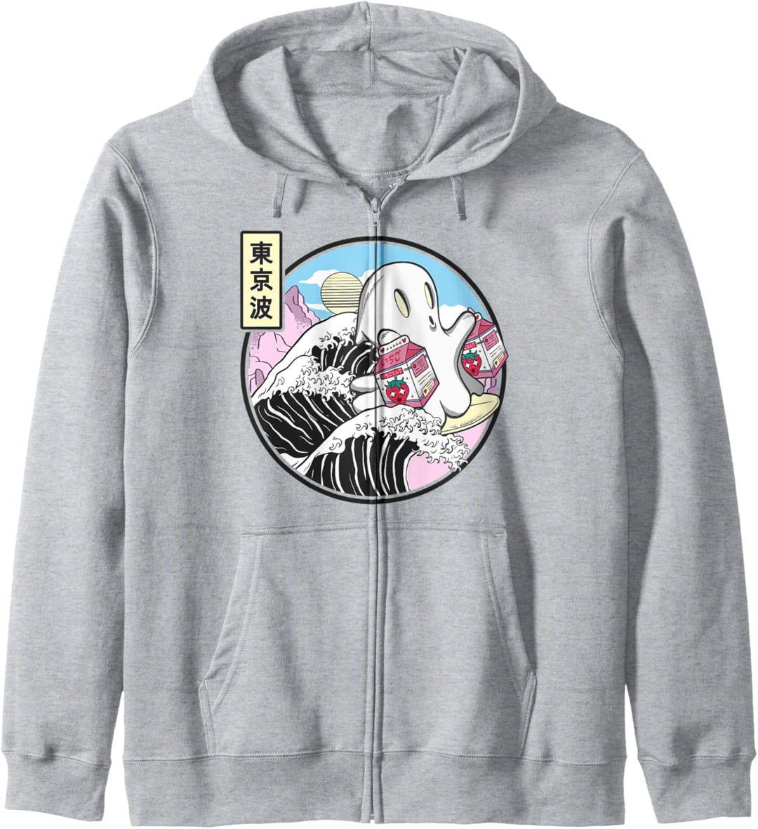 Surfen Ghost Erdbeermilch Kanagawa Wave Kawaii Anime Kapuzenjacke