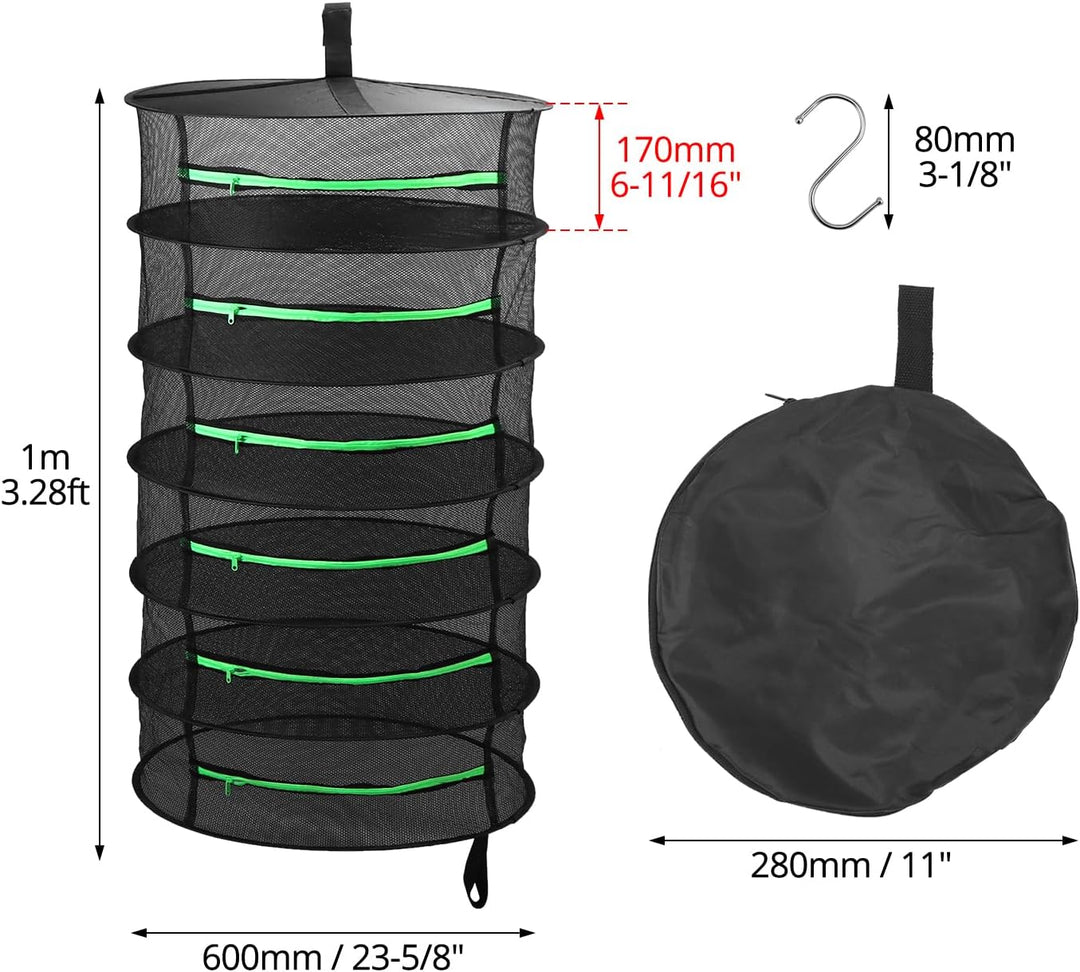 QWORK® Trockennetz, 6-lagiges Mesh-Kräutertrocknerregal, Hängendes Kräuter Trockengestell für Kräute