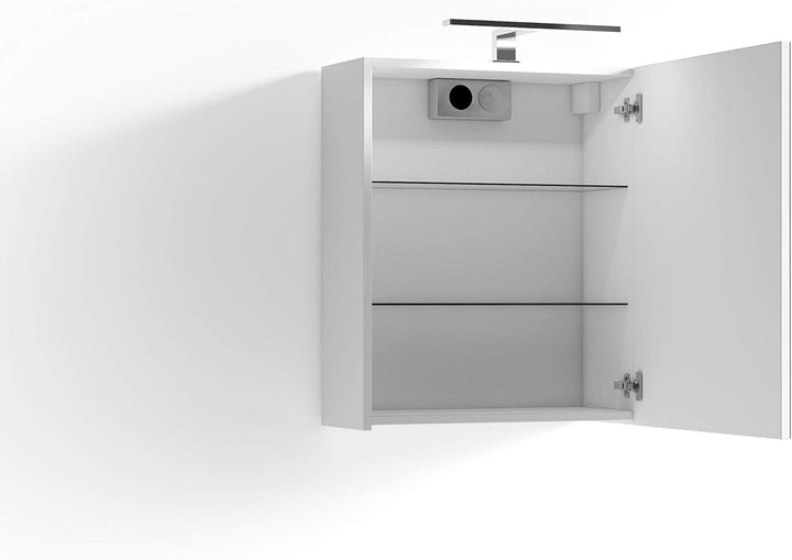 byLIVING Spiegelschrank Spree/Badezimmerschrank mit Spiegel 50 cm breit/matt weiss/Spiegeltür mit So
