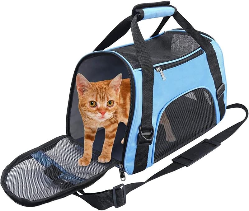 EHOTER Tragbare Haustiertasche Transportbox Katzentiertasche mit Schultergurten für Haustiere Katzen
