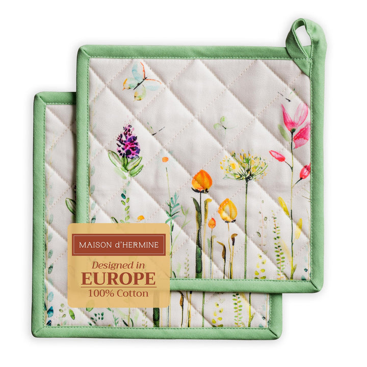 Maison d' Hermine Hot Pads Oster-Topfhalter aus 100% Baumwolle mit Schleife, hitzebeständiges Set mi