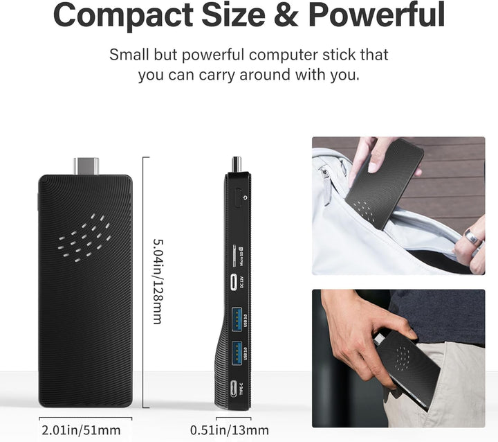HEIGAOLAPC Mini PC Stick,Win 11 8GB RAM 128GB eMMC Celeron J4115 2.7 GHz, USB-C Fanless Desktop PC,