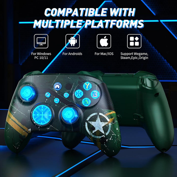 Dinosoo RGB Wireless Controller für Xbox Series X|S, Xbox One &amp; PC, mit Bluetooth, Turbo, Makro, 4 V
