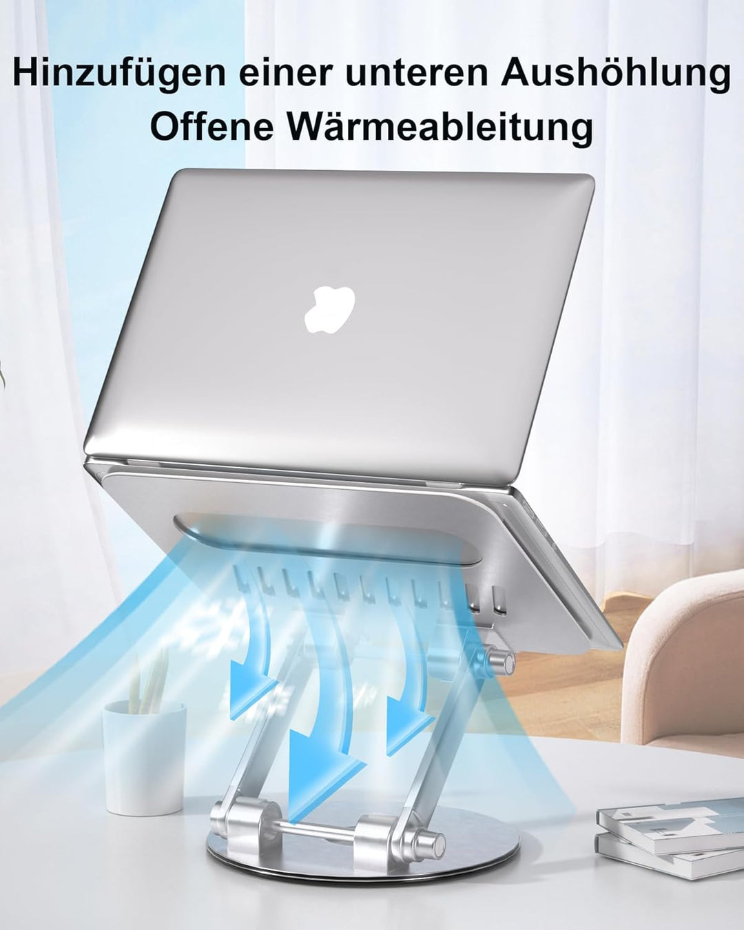 SHINEGIANT Laptop Ständer mit 360° Drehbarer Basis, Ergonomisch Laptopständer Höhenverstellbar, Note