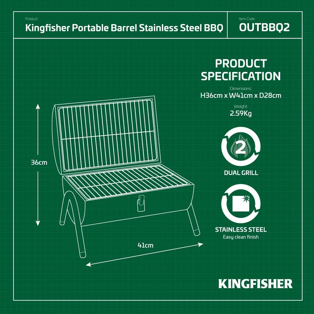Kingfisher OUTBBQ2 Tragbarer BBQ-Grill