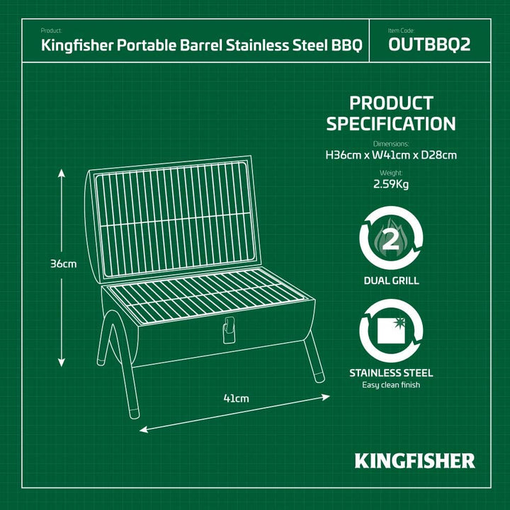 Kingfisher OUTBBQ2 Tragbarer BBQ-Grill