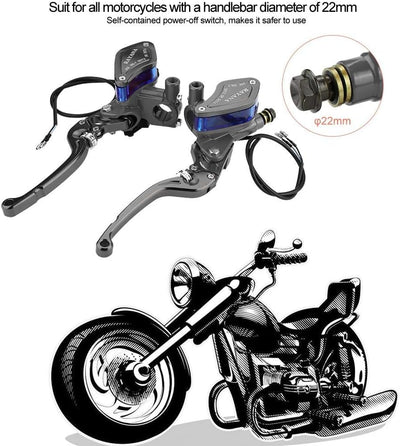 KIMISS Motorrad Bremskupplungspumpe, 22mm Universal Motorrad CNC Rollenverstellung Hydraulische Brem