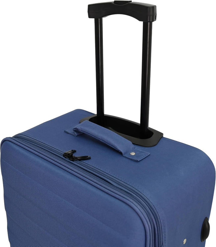 SIGN Stoffkoffer Reisekoffer Trolley (Handgepäck-Mittel-Gross-Set) + 5cm Dehnungsfuge (Blau, Grosser