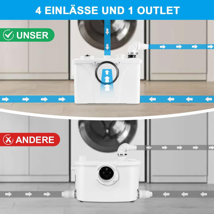 Herrselsam 700W Schmutzwasserpumpen 4/1 Hebeanlage Fäkalienpumpe 190L/min Kleinhebeanlage Haushaltsp